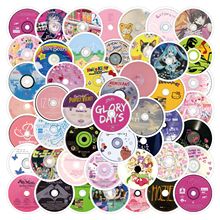 60张卡通音乐光碟贴纸彩色圆形光盘装饰笔记本文具手账DIY贴画
