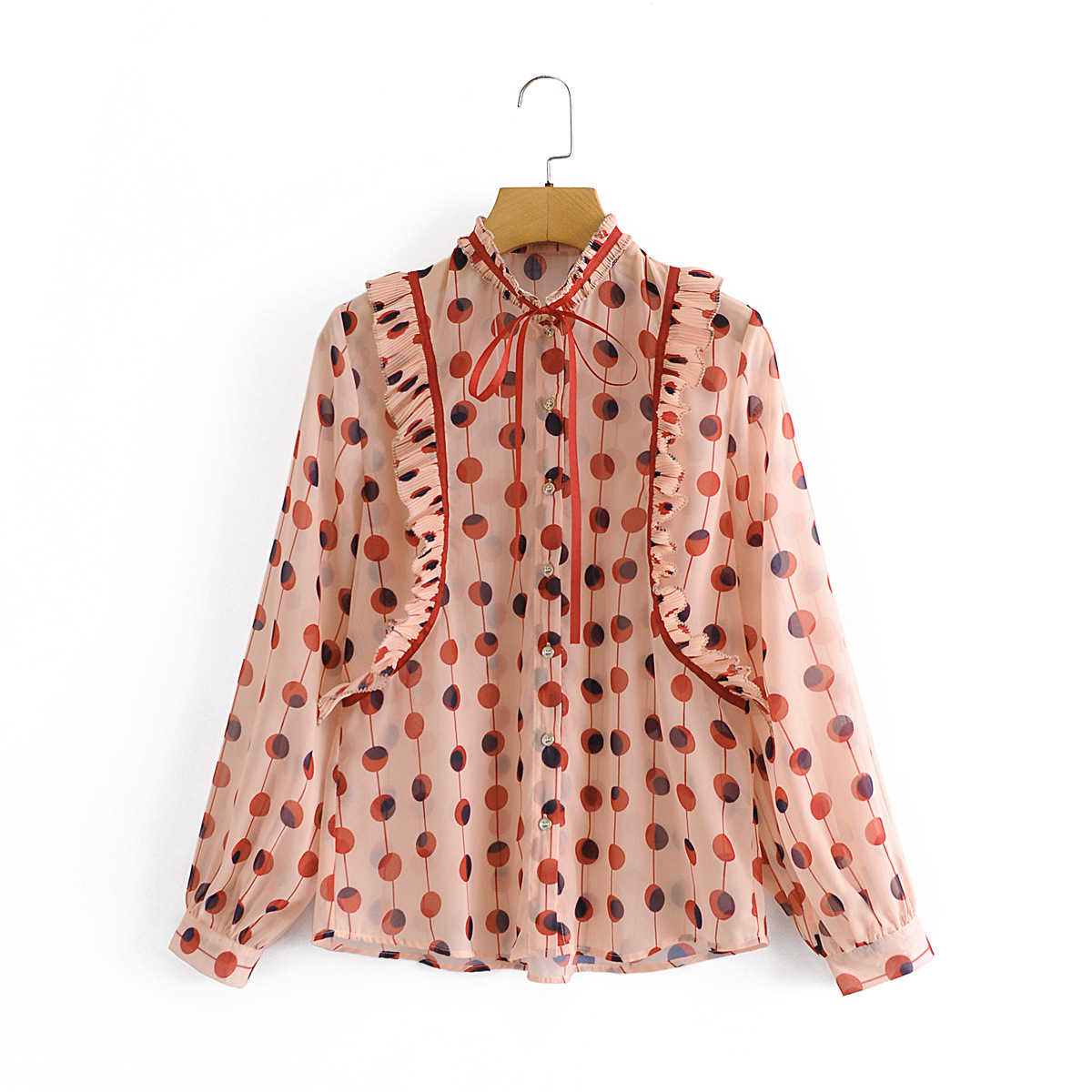 女式波点上衣图片