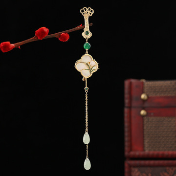 国潮中国风汉服流苏挂件旗袍压襟天然贝母花朵兰花梅花服装配饰