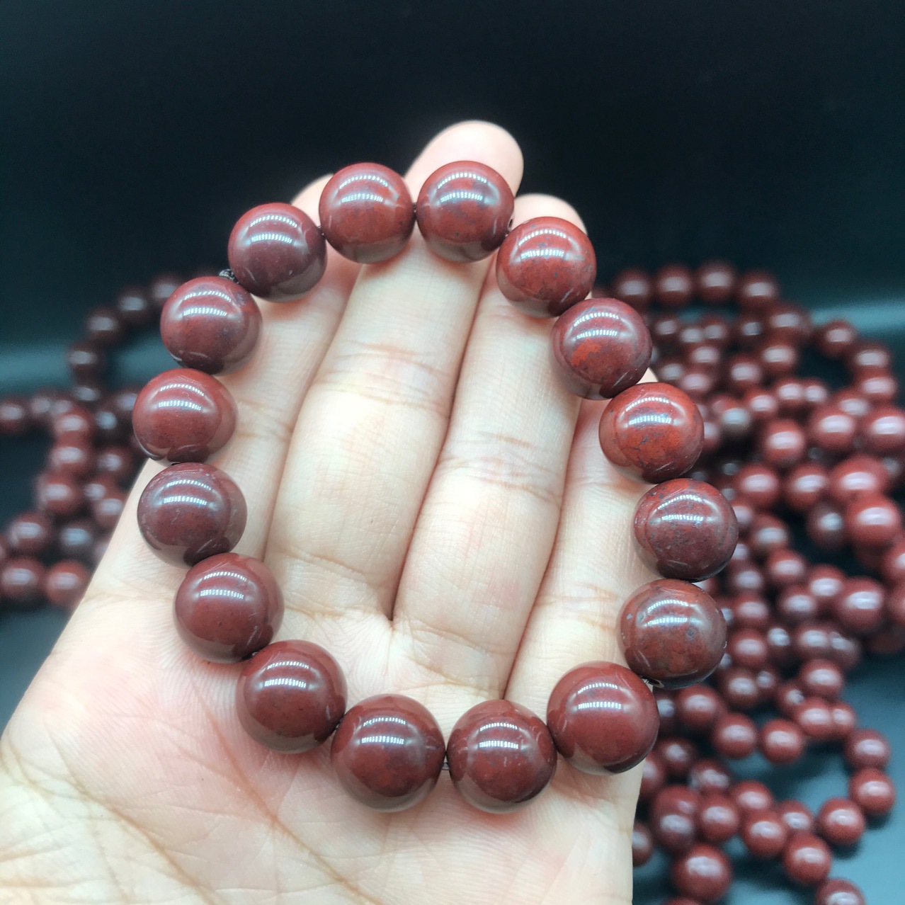 天然陨石红伊丁手链鸡血石红伊丁手串手链男女同款厂家批发直播