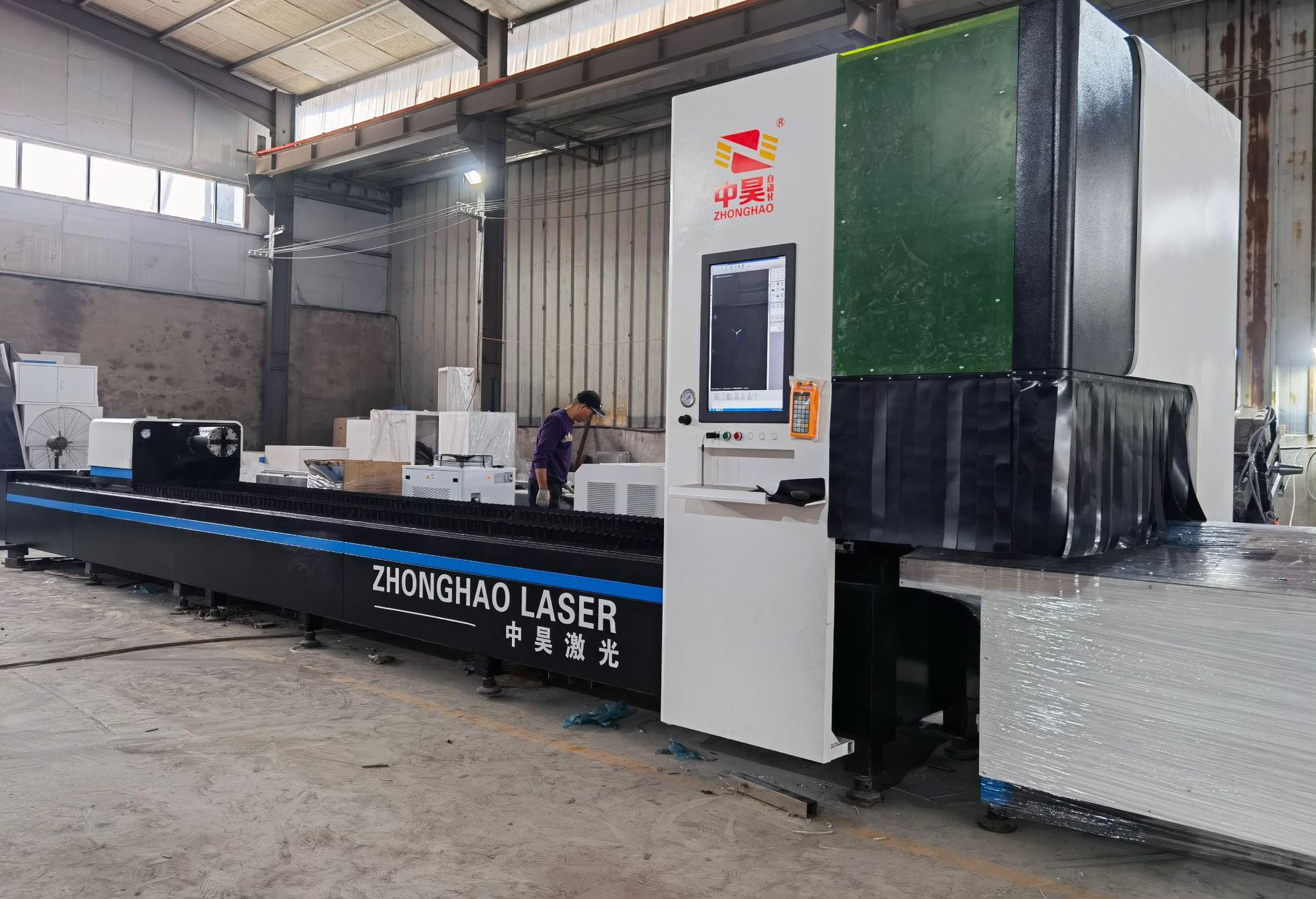 河间中昊切管机全自动下料机激光切割方管切割圆管切自动切管机