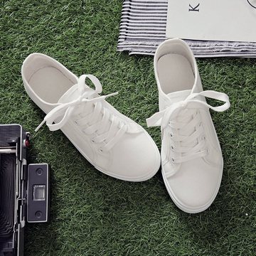 鞋女文艺范帆布鞋平底系带小清新布鞋韩版百搭休闲小白学生鞋子热