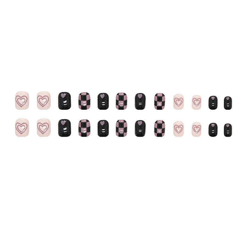 Hot Girl Sweet Cool Ins Style Wear Nail Pink Love Impact Black Purple Chess Plate Plaid Temperament Full of Nail Sticker