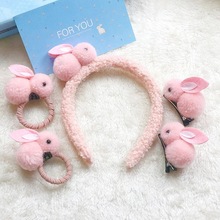 Cute Rabbit Set Girls Plush Hairpins Scrunchies Headdress跨