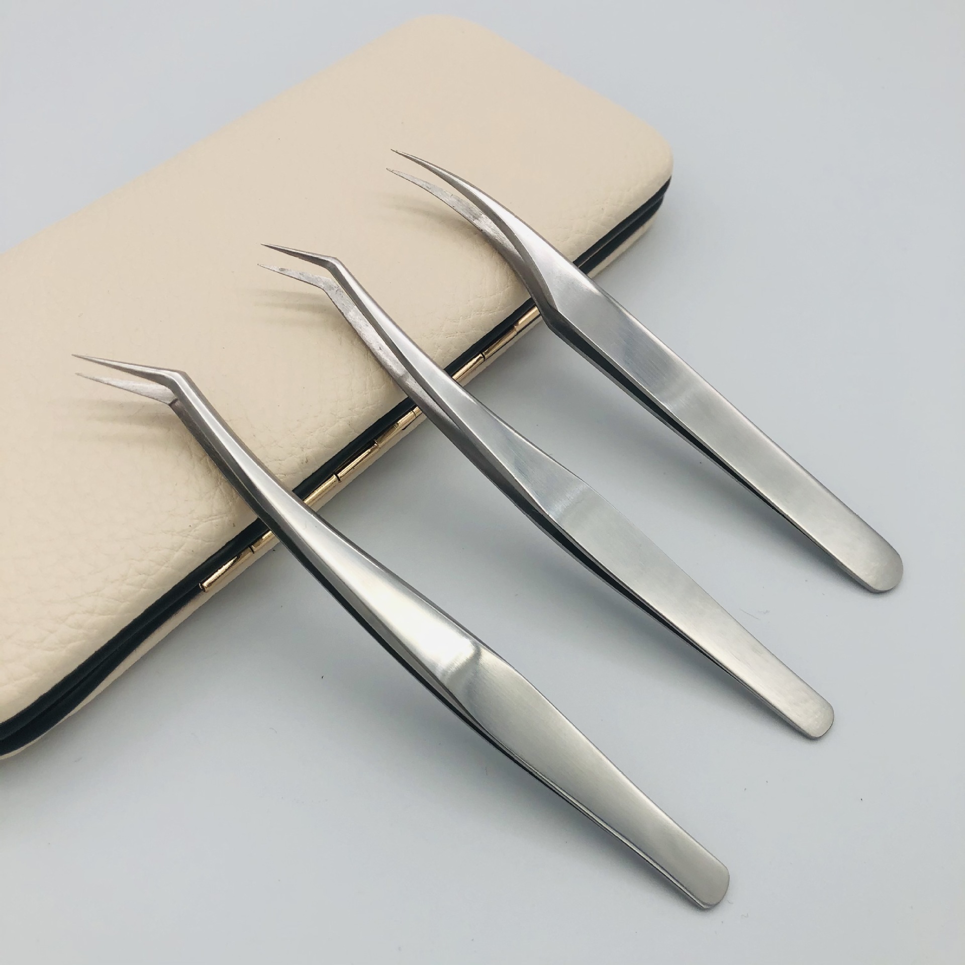 嫁接假睫美睫毛镊子加长嘴镜光金羽夹开花种植睫毛夹美妆工具套装