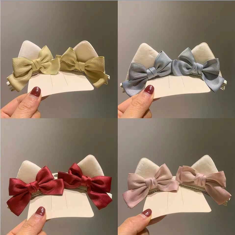 韩国儿童发饰红色蝴蝶结头饰少女猫耳朵顶夹边夹甜美公主diy发夹