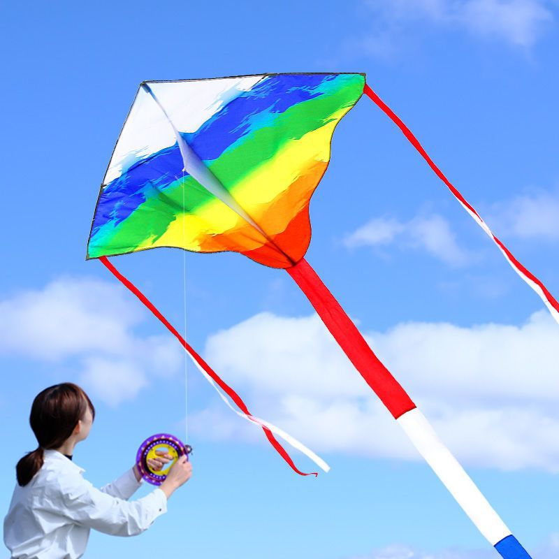 New Weifang Kite Rainbow Kite Adult Large Kite Children Beginner Breeze Easy Flying Kite with Line