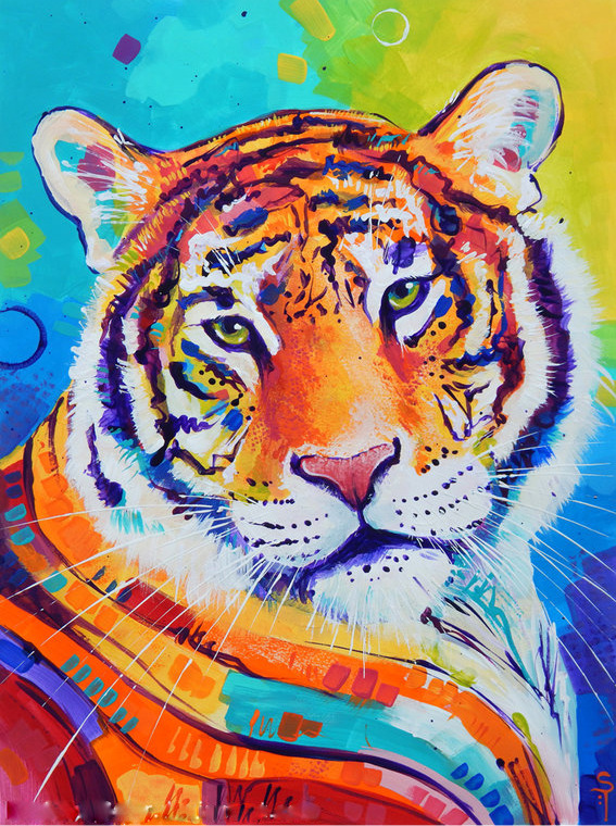 5d钻石画粉彩虎头diy钻石画亚马逊跨境直供圆钻满钻装饰挂画批发