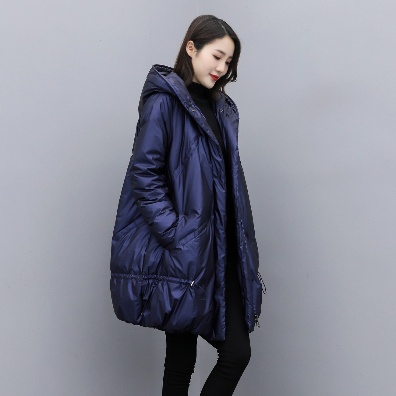 冬季中长款女韩版a字休闲大码胖mm宽松显瘦棉衣棉服棉袄外套加厚