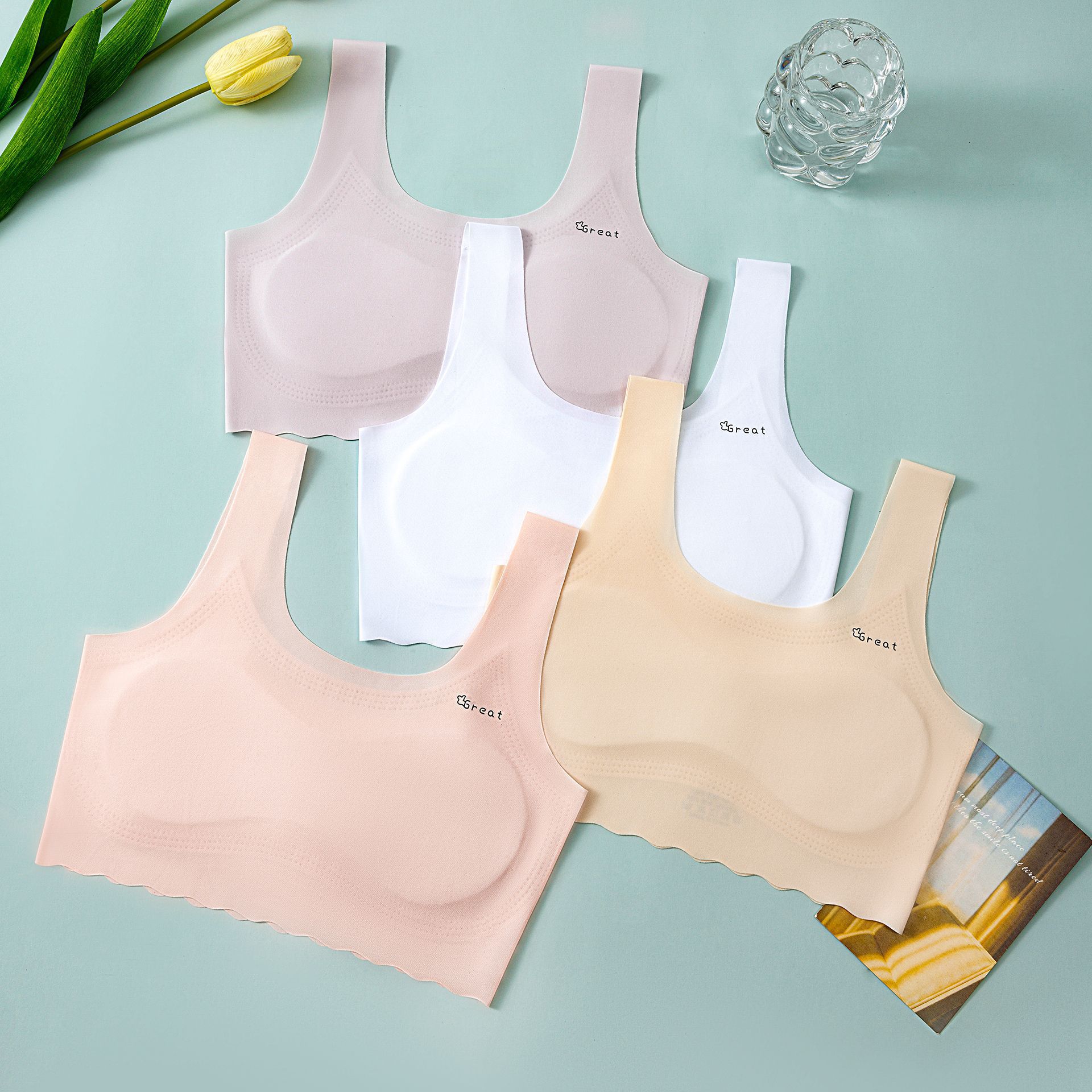 5a抗菌发育期一阶段少女内衣女童固定胸垫裹胸无痕点胶学生文胸女