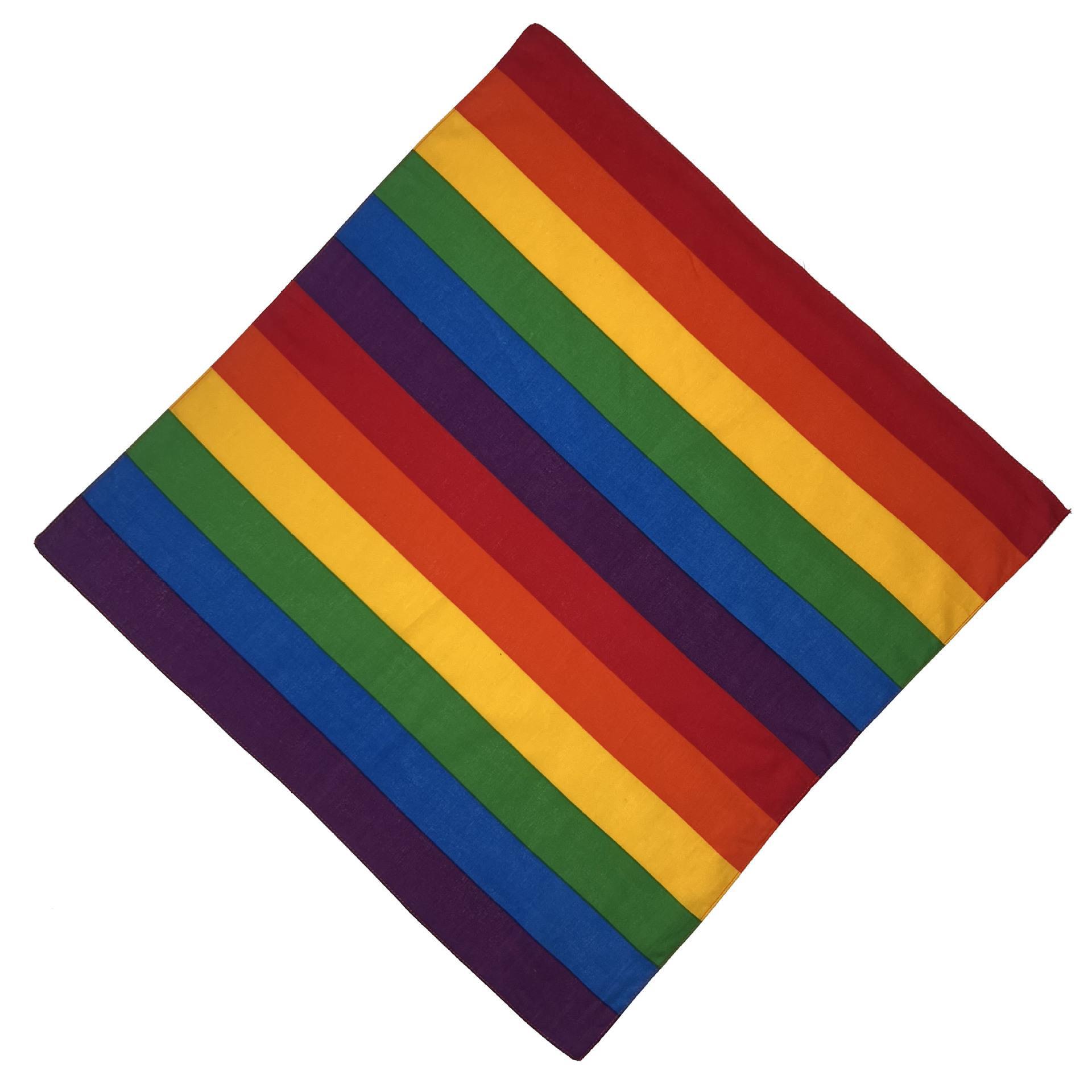 跨境彩色户外透气全棉方巾同性恋七彩条纹彩虹纹头巾节日用品现货