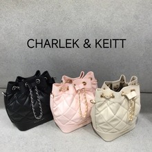 CHARLEK & KEITT棱格链条水桶包CK2-10701506单肩斜挎双肩女包