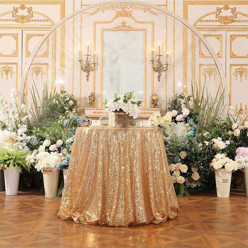 Non-Stitching European Outdoor Wedding Party Birthday Champagne Tablecloth Christmas Sequin Tablecloth