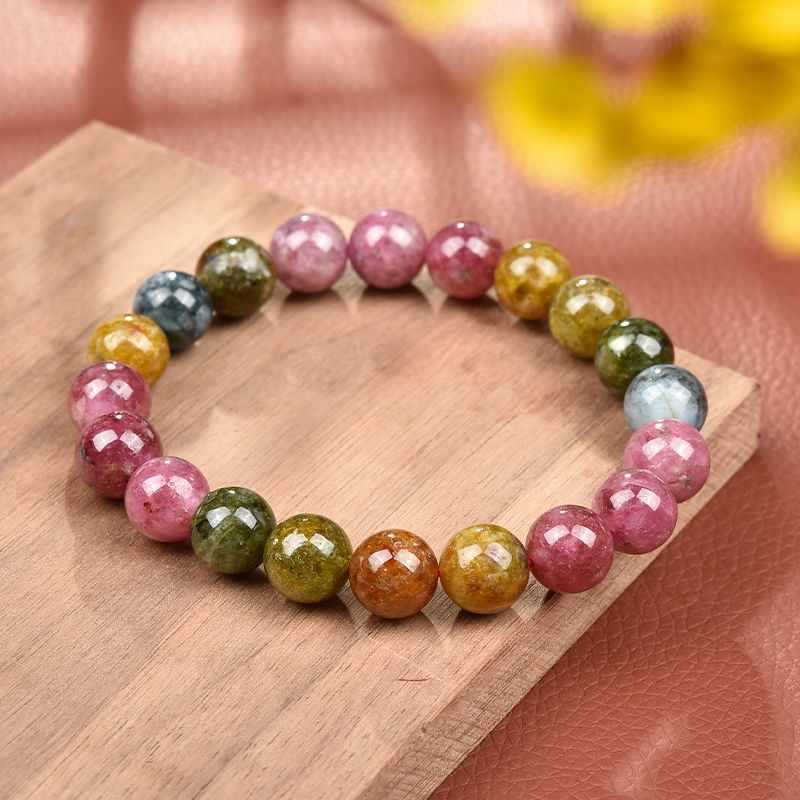 亿珍阁 碧玺手链单圈彩宝手串圆珠约9.