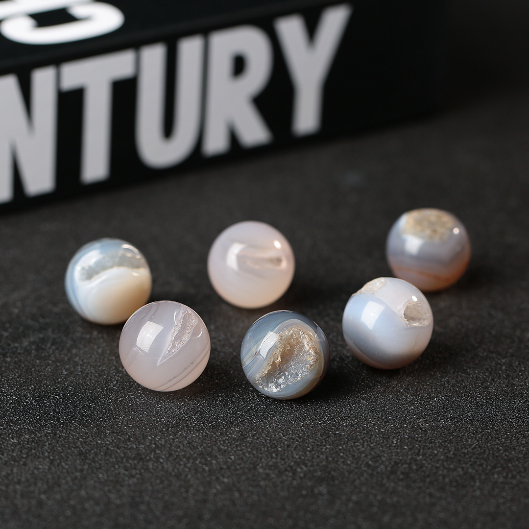 原色玛瑙水晶洞圆珠散珠子手工半成品水晶球DIY饰品配件手串项链