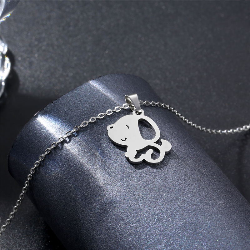 Stainless Steel Puppy Necklace Cute Girl Japanese Clavicle Chain Trending Cartoon Dog Necklace New Titanium Steel Jewelry