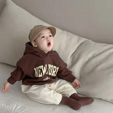 男童宝宝秋冬衣服韩版童装儿童套装婴幼儿连帽加厚卫衣长裤两件套