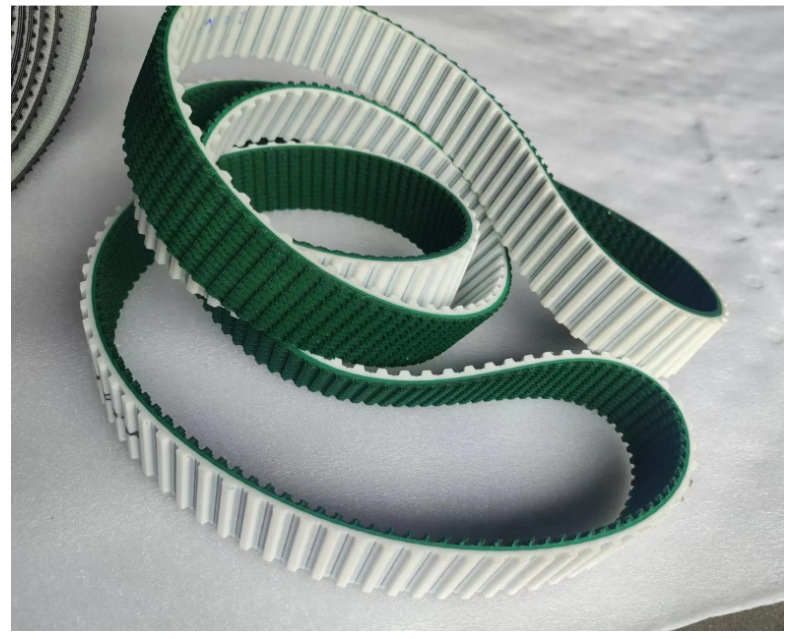 PU white polyurethane synchronous industrial belt with steel wire, featuring single-sided or double-sided teeth, and an open-tooth design
