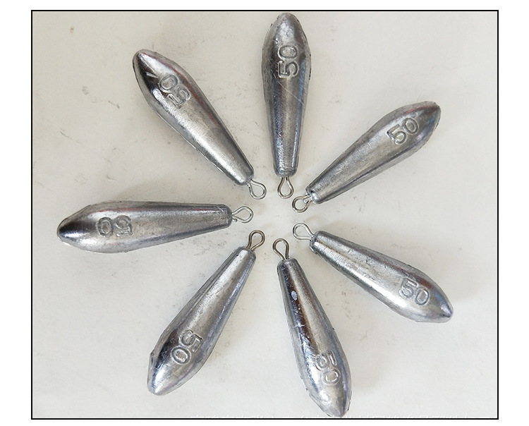 海杆带环柳叶型铅坠长条垂钓渔坠铅皮快速铅 防挂底带环柳叶铅坠