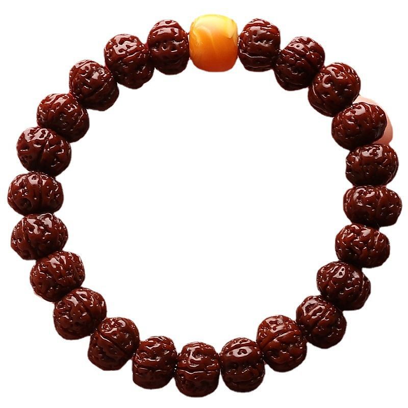 核桃手串红皮包浆五瓣机刷刚菩提子文玩男士女手链单圈一件代发