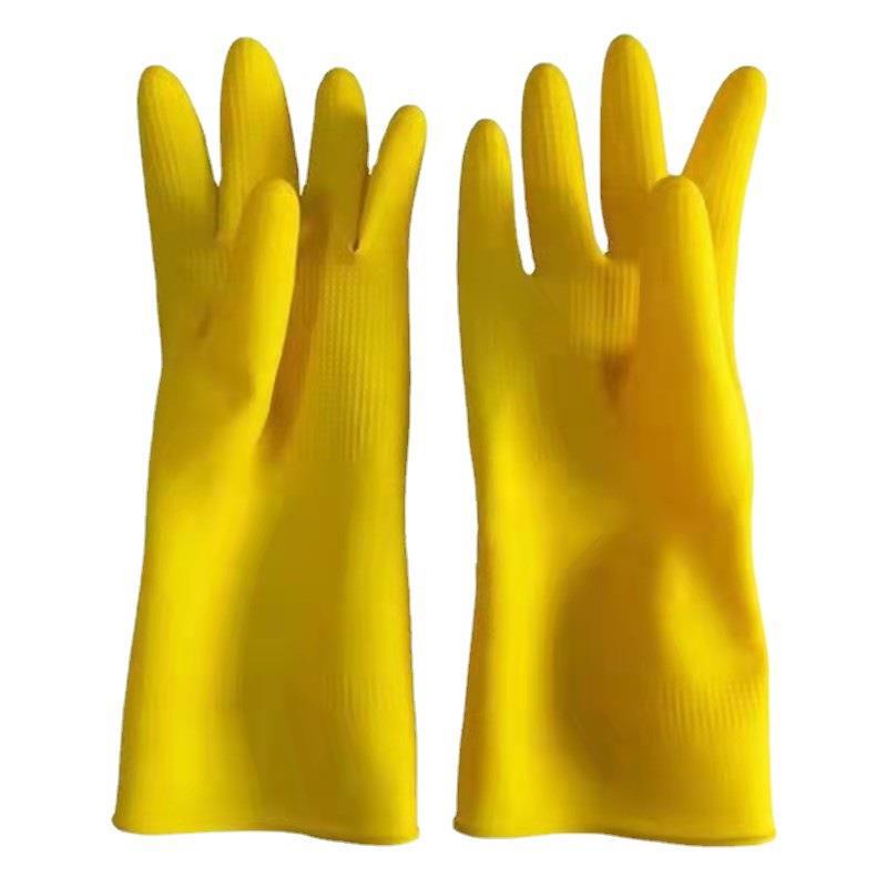 加厚牛筋乳胶手套工业胶皮橡胶手套 耐酸碱手套家用劳保手套批发