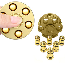 黄铜金属指尖陀螺左轮子弹可拆卸高品质EDC旋转成人休闲手指玩具