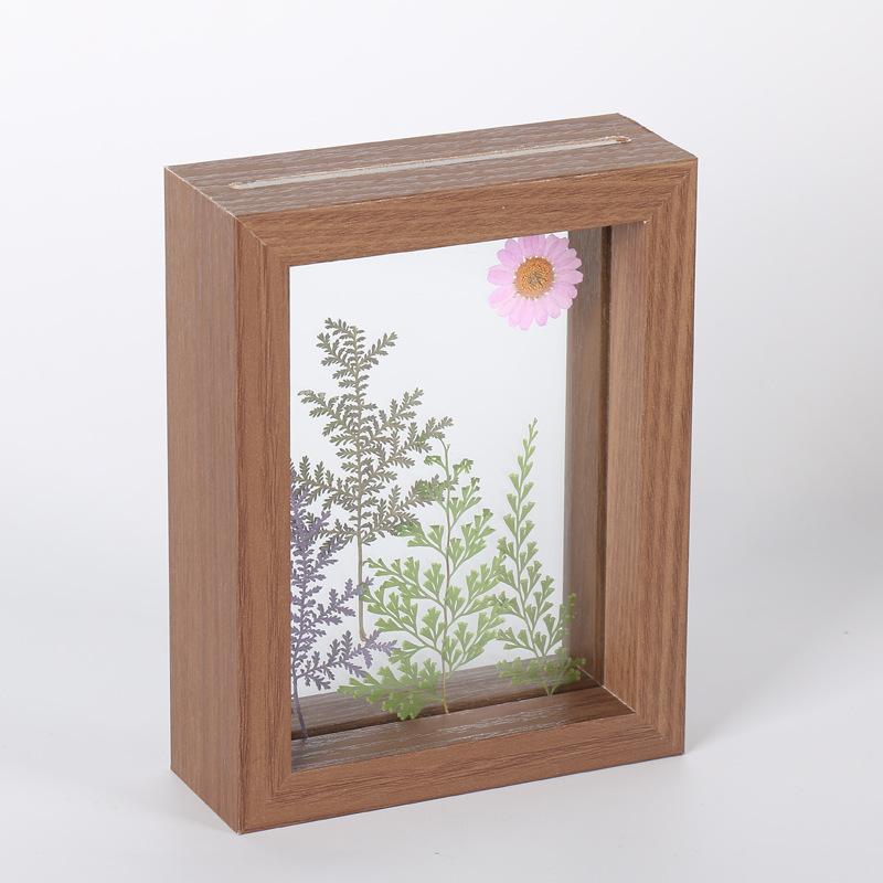 Creative Wooden Double-Sided Transparent Glass Photo Frame Wholesale Plant Leaves Specimen Box A4 Paper Cut D