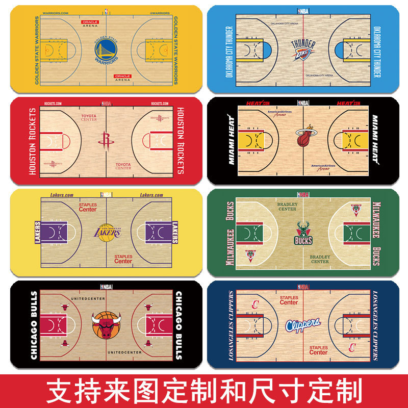 nba篮球场鼠标垫超大号加厚火箭勇士湖人队主场防水电脑键盘桌垫