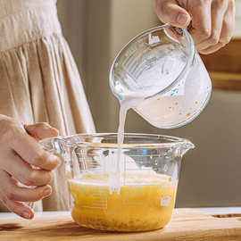 小白熊玻璃量杯家用带刻度大容量杯子早餐专用豆浆果汁玻璃杯