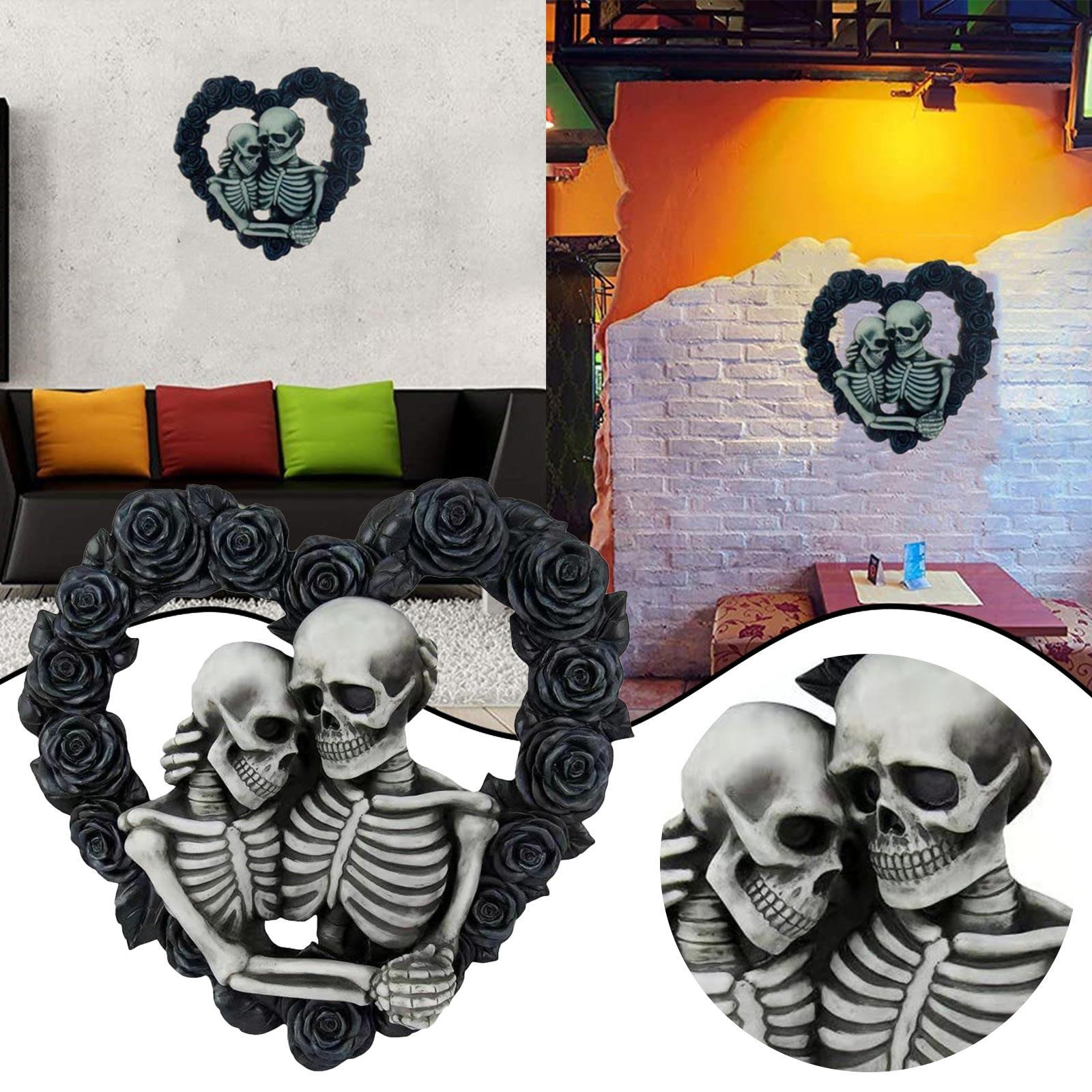 跨境哥特式骷髅情侣门牌玫瑰花环挂件圣诞节情人节家居装饰门