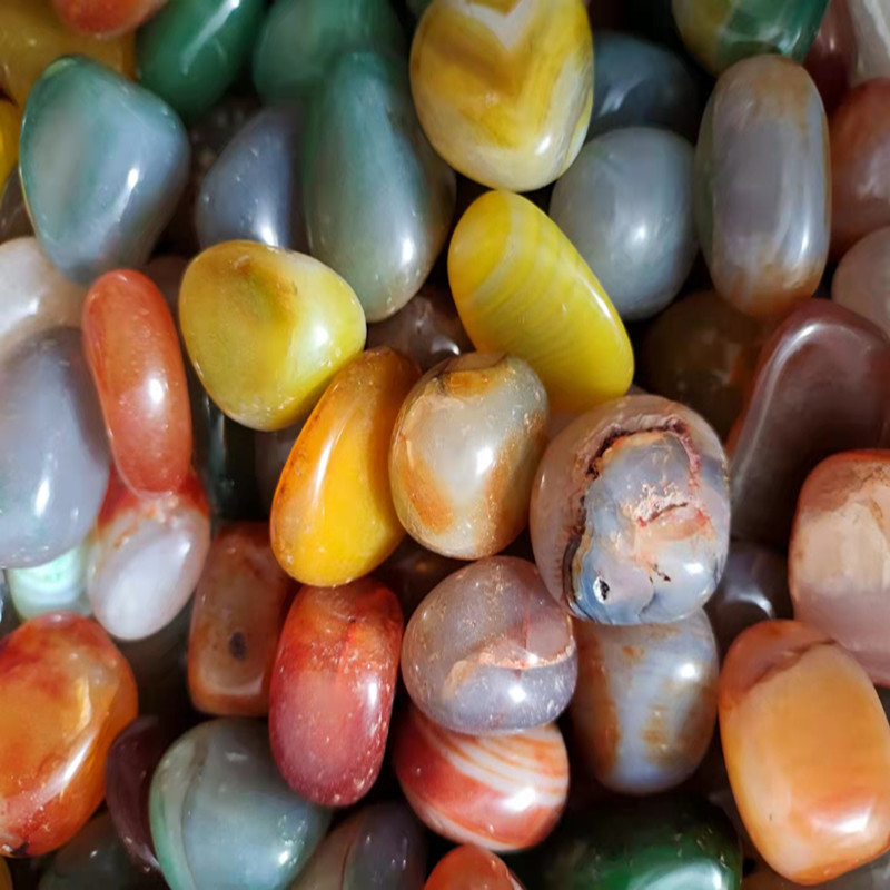 天然玛瑙石鱼缸铺底用天然石七彩碎石彩色原石大颗粒水晶玛瑙碎石