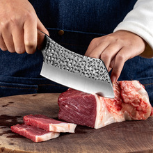 锻打锤纹菜刀手工杀猪刀屠宰刀分割刀切肉刀高碳钢锋利刀具厨师刀
