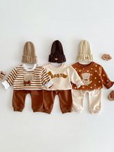 婴儿衣服春季男女宝宝小熊套装长袖卫衣长裤两件套洋气外出服