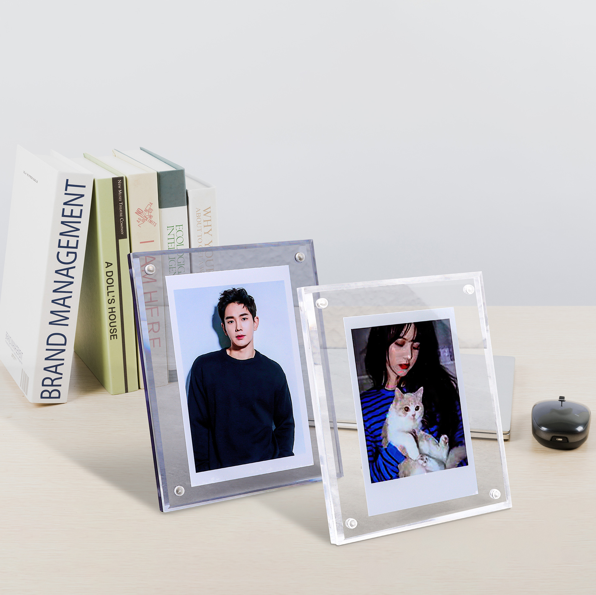 ins网红拍立得照片简约相框相片展示镭射变色亚克力磁吸支架摆件