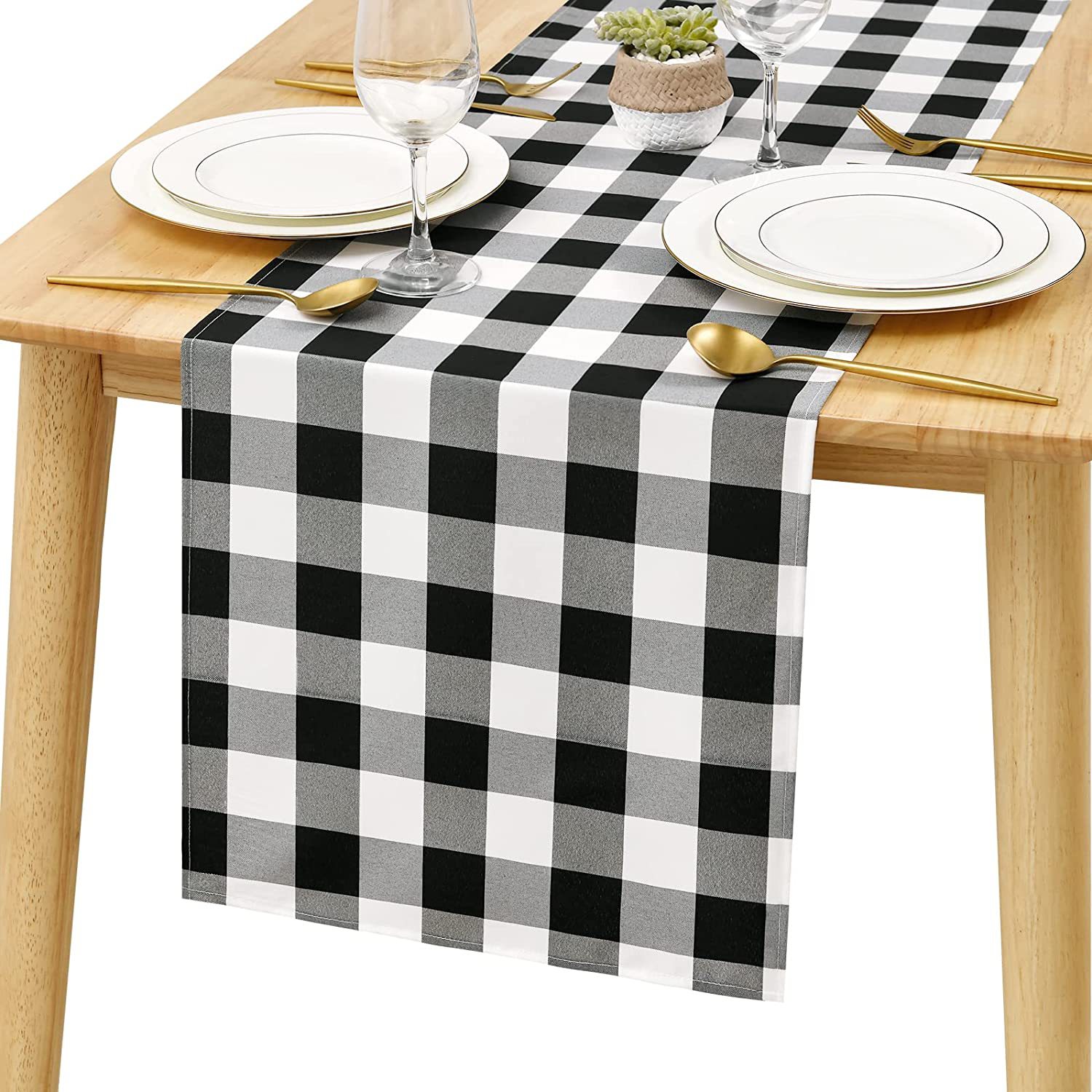 Amazon Table Mat Red Black and White Plaid Table Runner Christmas Tablecloth Home Cotton Linen Table Mat Nordic Placemat