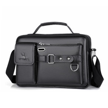 New Fashion Men's Shoulder Bag Portable PU Leather Handbag跨
