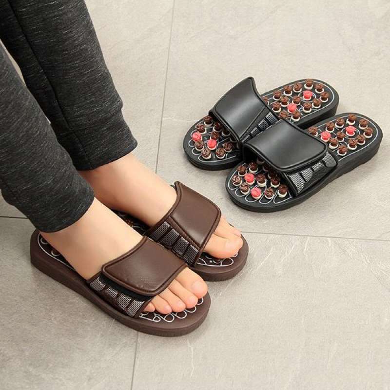 居家室内按摩拖鞋脚足底穴位太极磁疗旋转按摩拖鞋男女家居凉拖