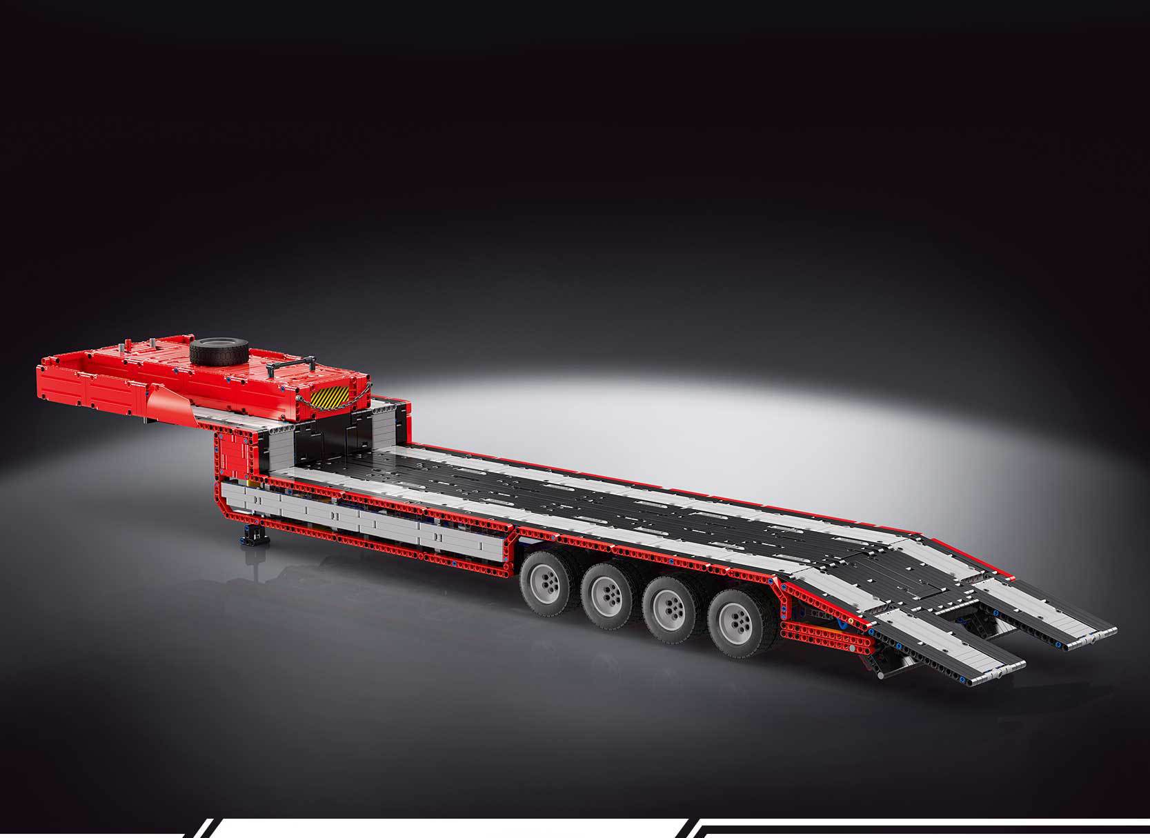 宇星模王19005工程气动系列牵引车玩具 电动版智拼颗粒积木拖板车