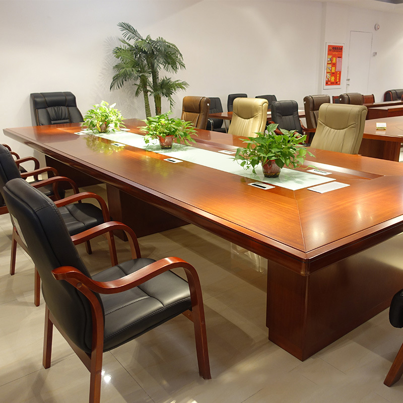 政府大型会议桌长条桌单位开会桌高档中式实木会议室培训桌椅组合