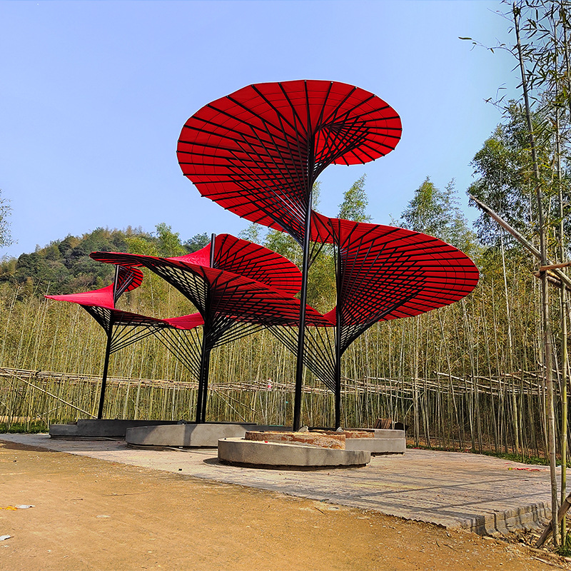 杭州公园农庄民宿景观造型螺旋伞亭异形膜结构景观休闲遮阳凉亭篷