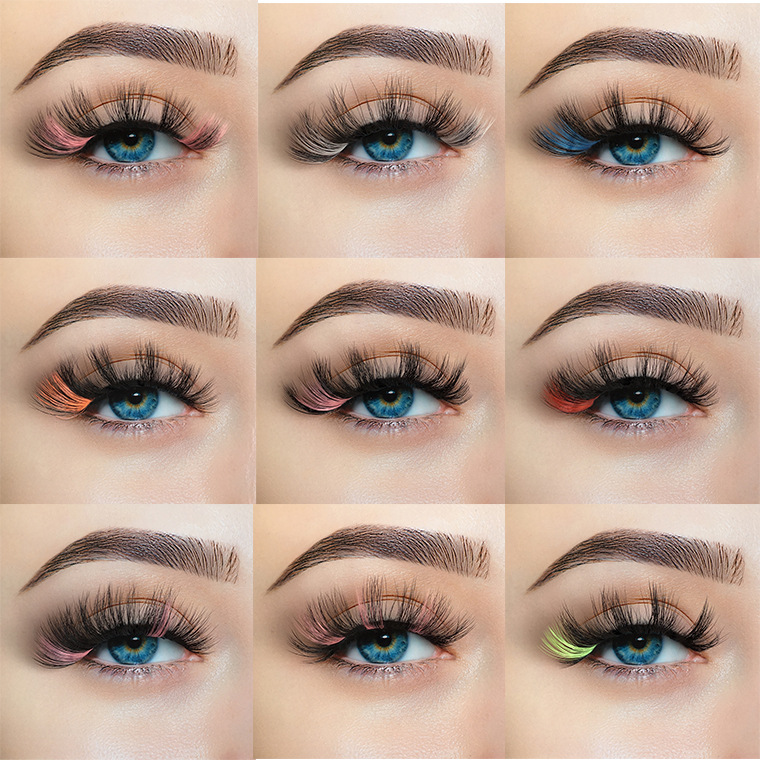 彩色仿水貂毛彩色假睫毛彩色睫毛ins睫毛网红假睫毛2022假睫毛