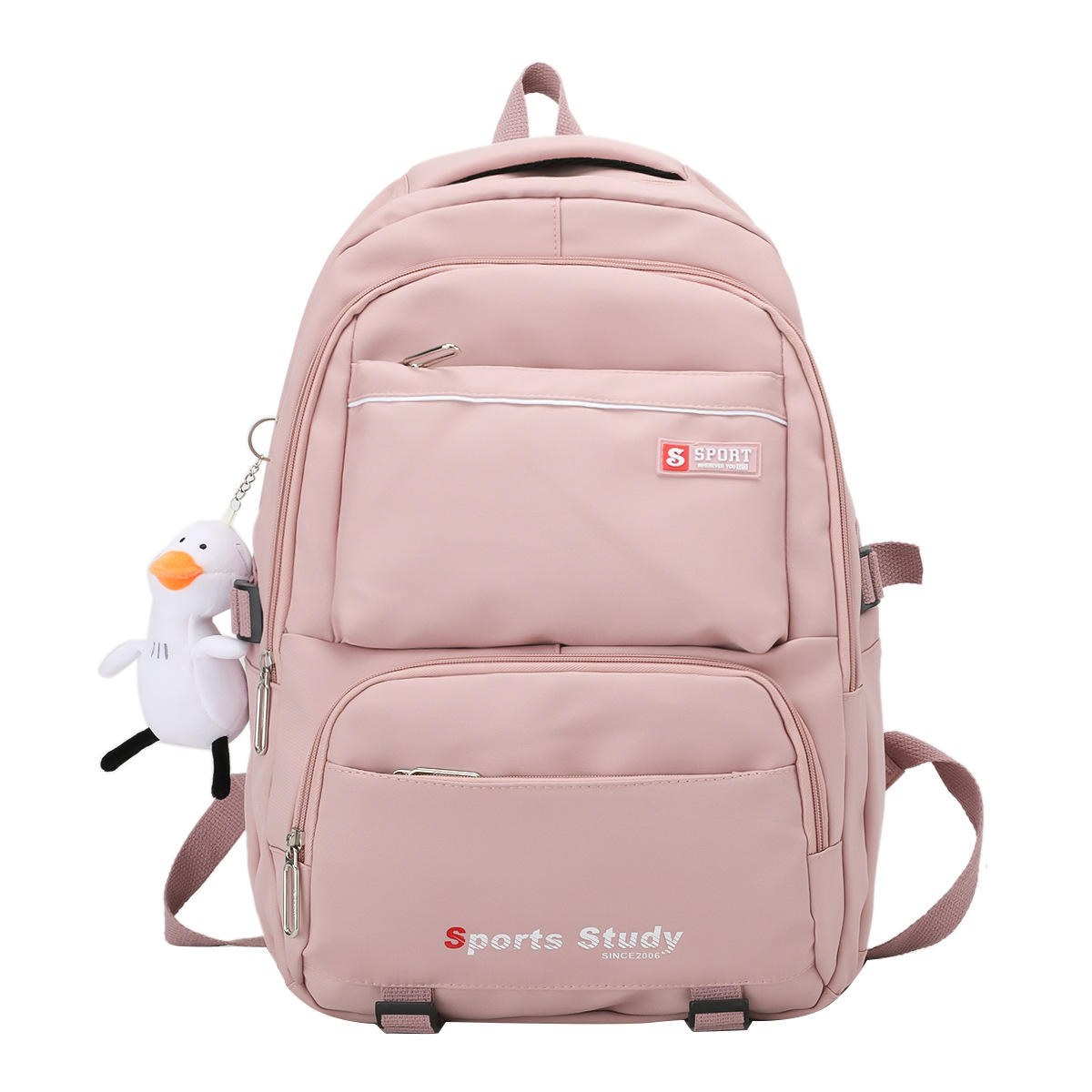 结实减负护脊初一女生大容量防水书包初高中学生简约休闲双肩背包