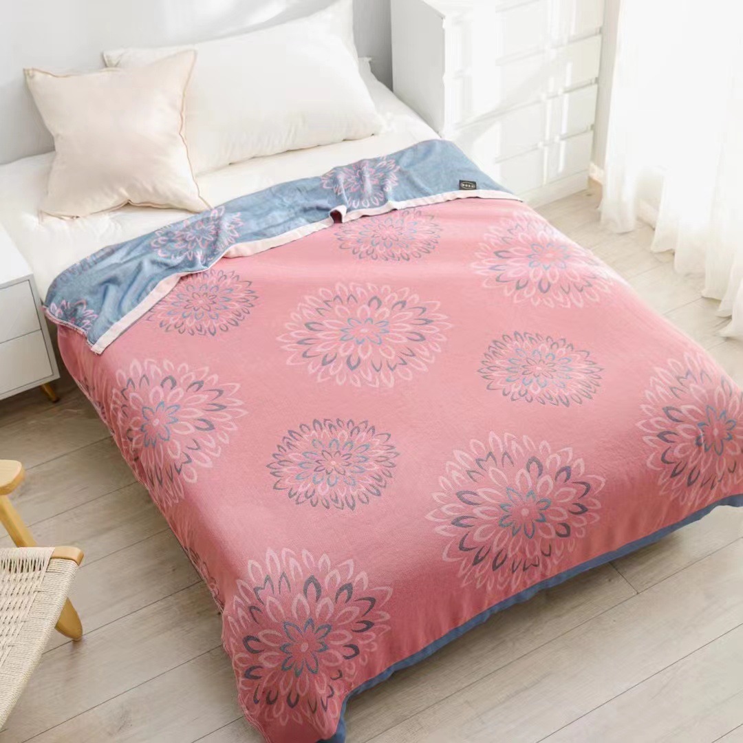 竹纤维双层冷感毯单人薄空调被可水洗可铺可盖1.