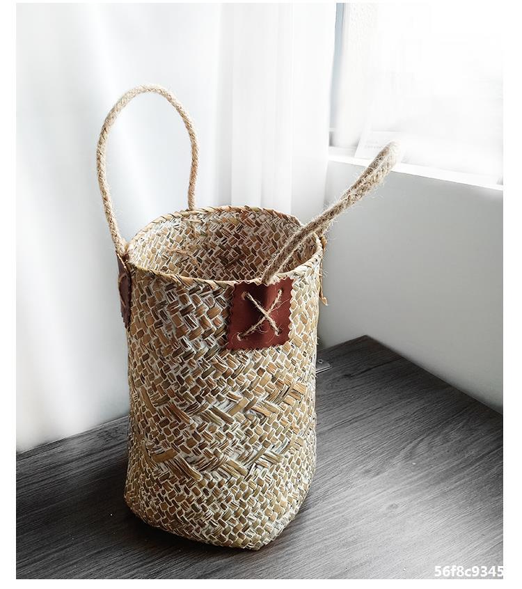 干花篮手工编织收纳篮子田园草编花篮花盆 藤编竹编客厅装饰花器