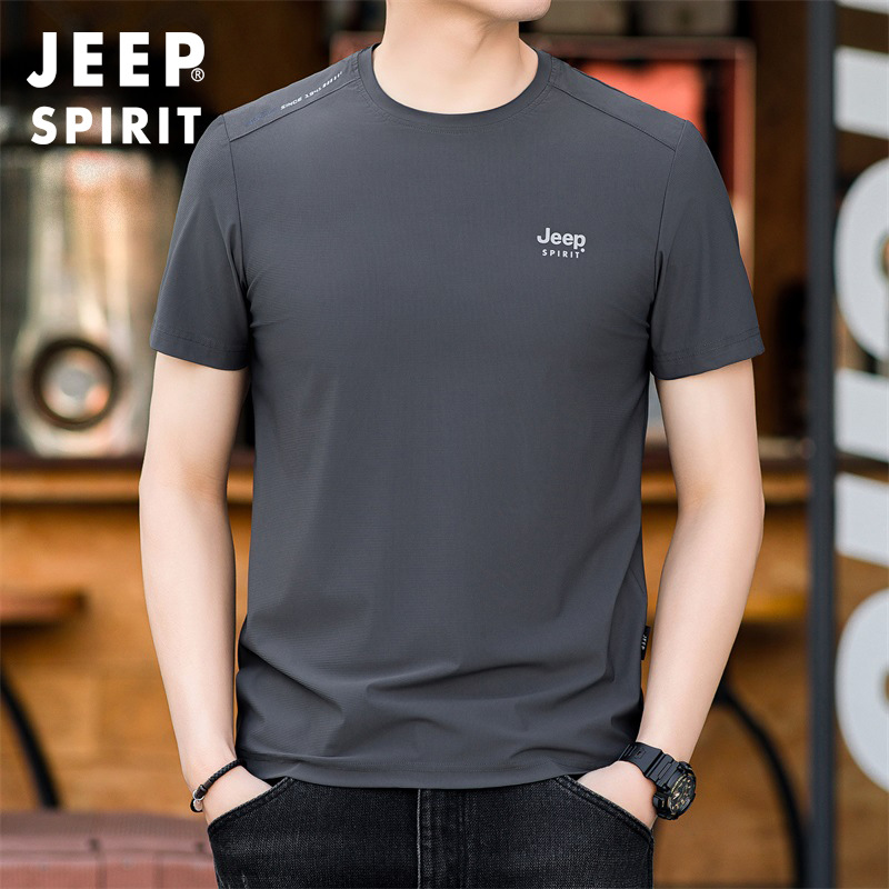 jeep吉普2024新春夏新款男士半袖t恤休闲宽松大码冰丝短袖t恤5279
