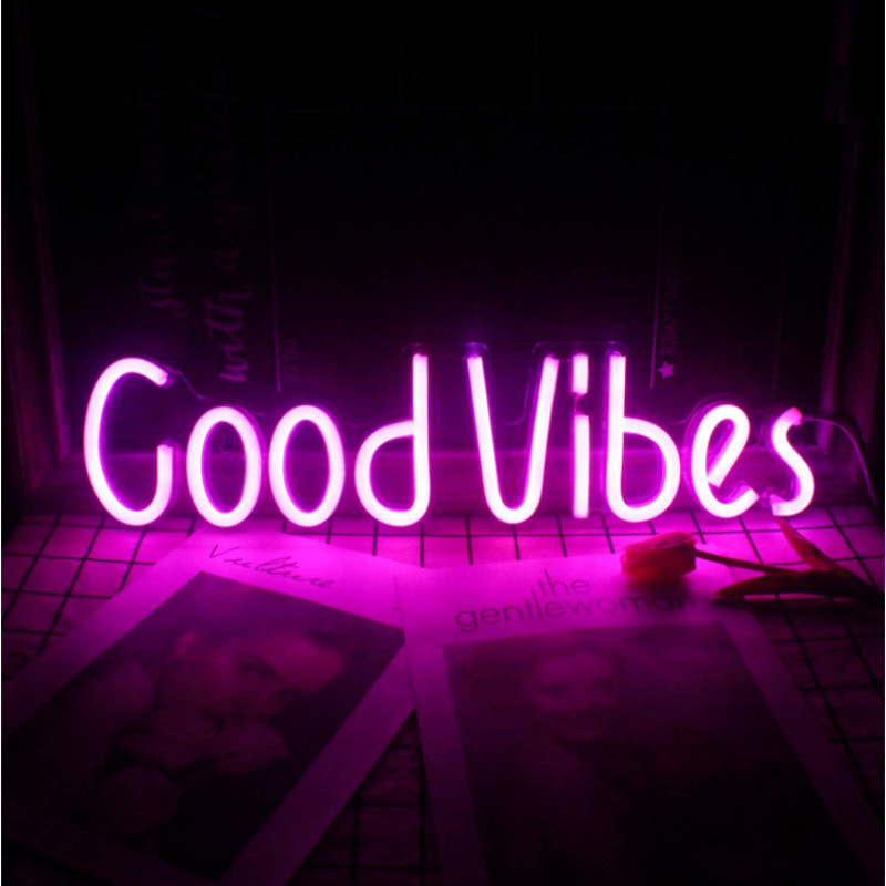 Amazon Online Hot Sale Backboard Cood Vibes Pink Blue Led Neon Light Manufacturer