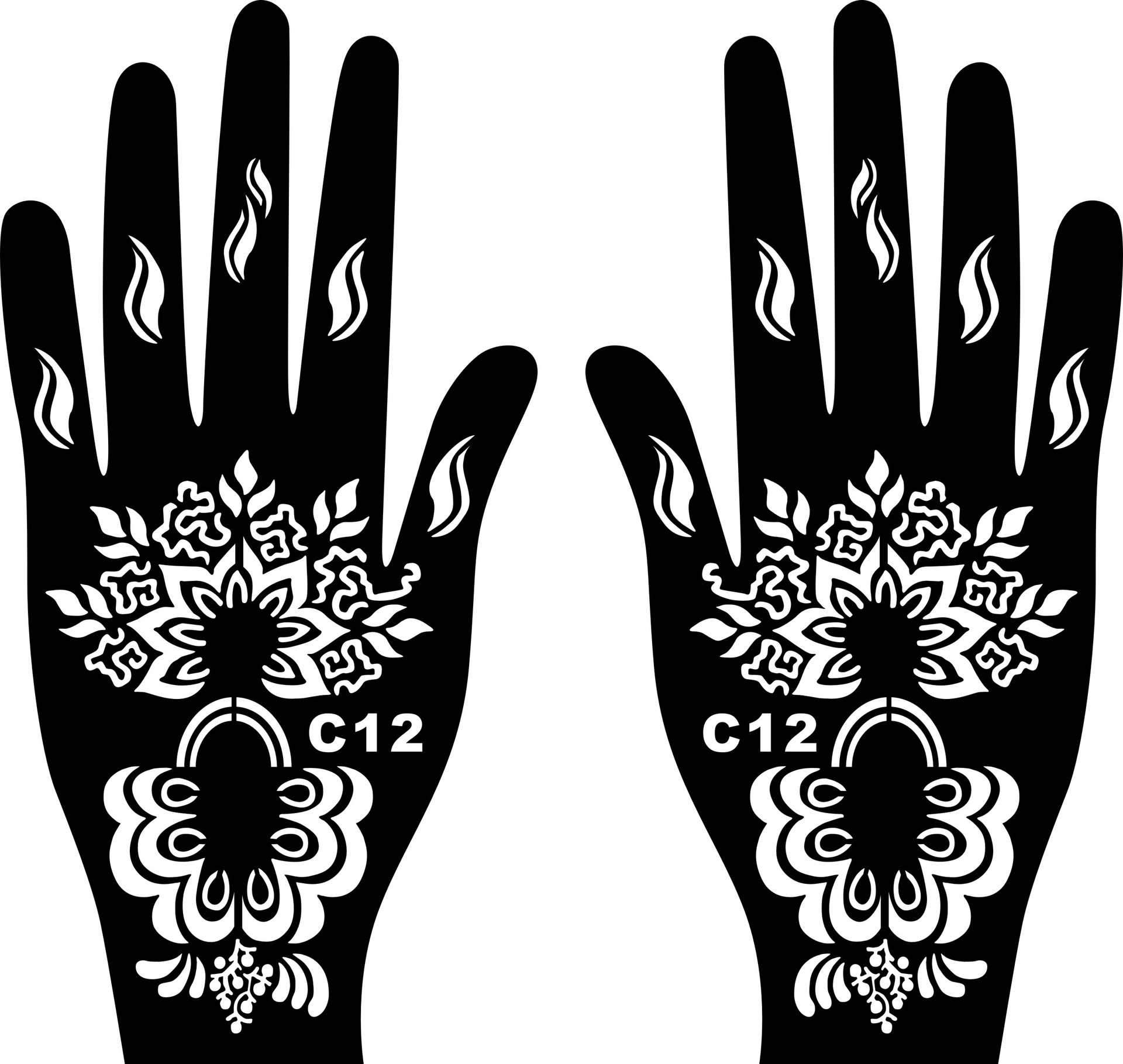 暗黑风手部纹身贴手掌纹身模板手部仿真临时贴纸唯美原手型刺青