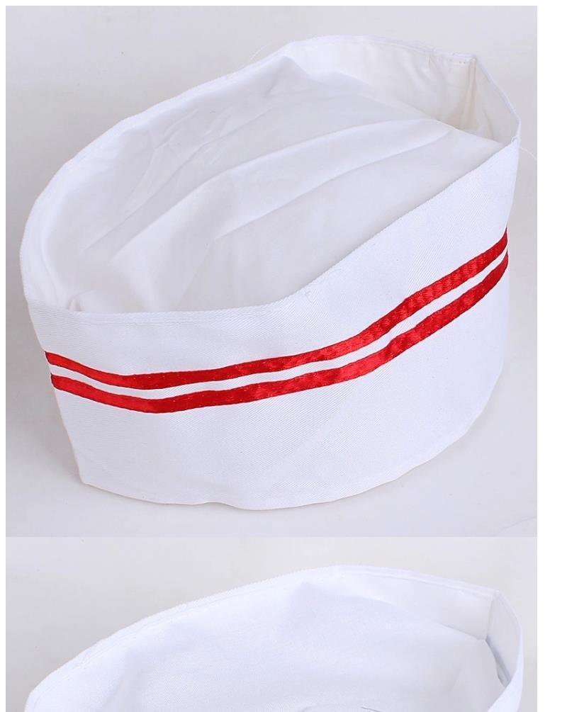 厨师帽子工作帽白色船帽厨师布帽食品工厂帽子酒店餐厅棉帽