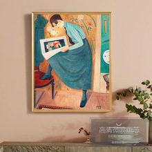 纳尔·乔林 蓝裙少女现代画设计师人物抽象画 海报画芯装饰挂画