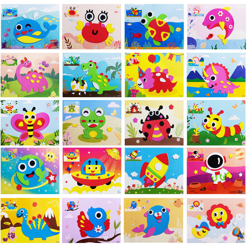 Factory Direct Sales Eva Small Size Stickers Eva Three-Dimensional Paste Painting Eva Handmade Stickers Can Be Painted